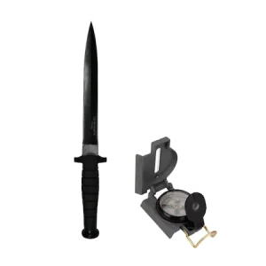 Cutit tip Baioneta SAS, 35 cm, lama cu tais dublu si Busola militara metalica WRG Compass B3
